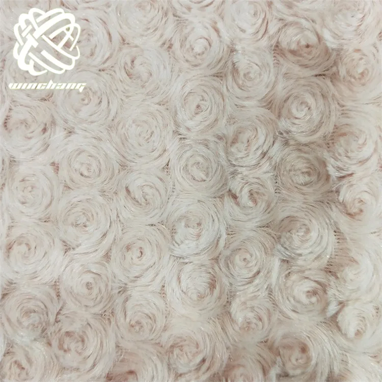 Keqiao Factory Lowest Wholesale Price Rose Wreath Style Pattern Short Fur Faux Rabbit Fur Plush Fabric For Garment Toy Bag