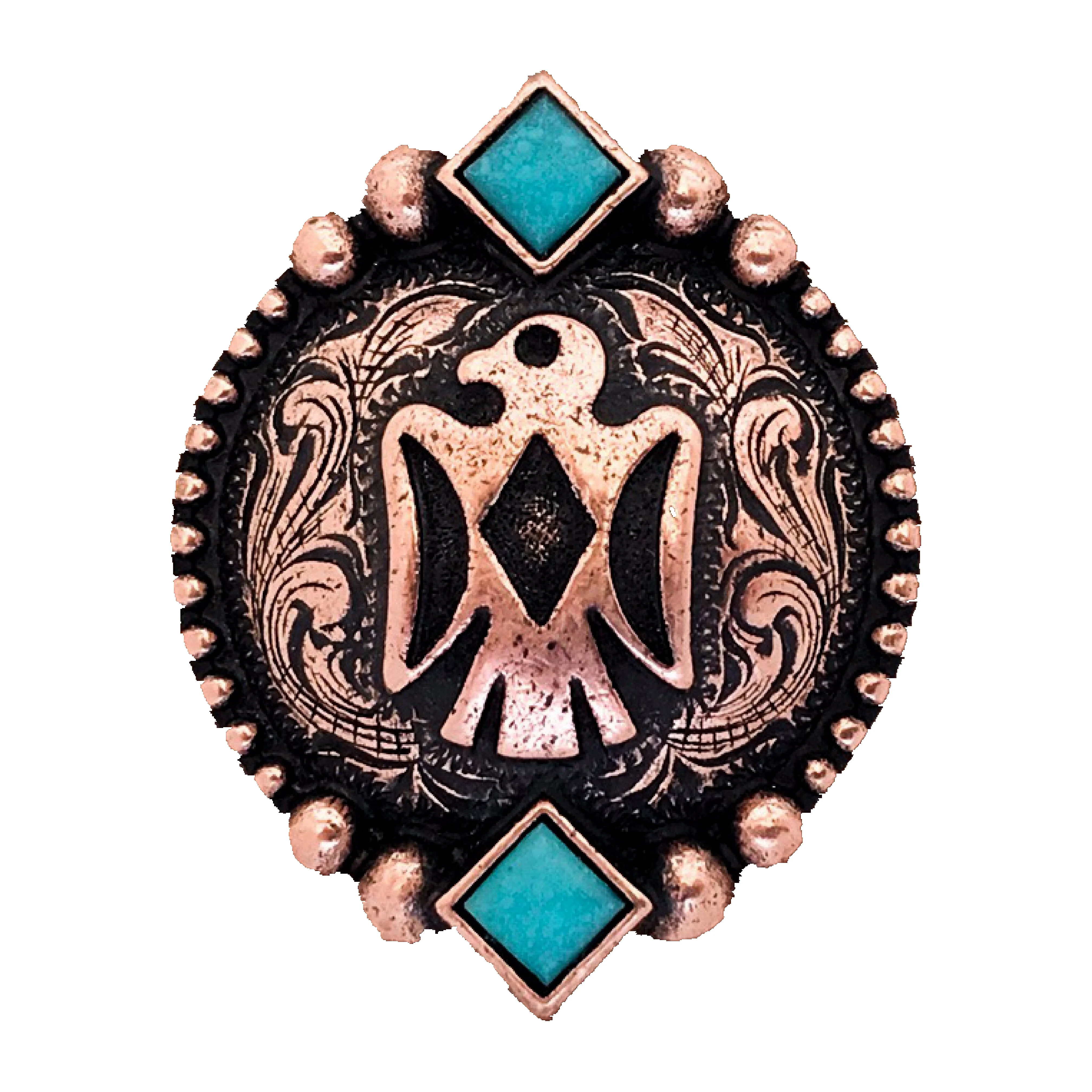 Screw back conchos western conchos turquoise bird concho