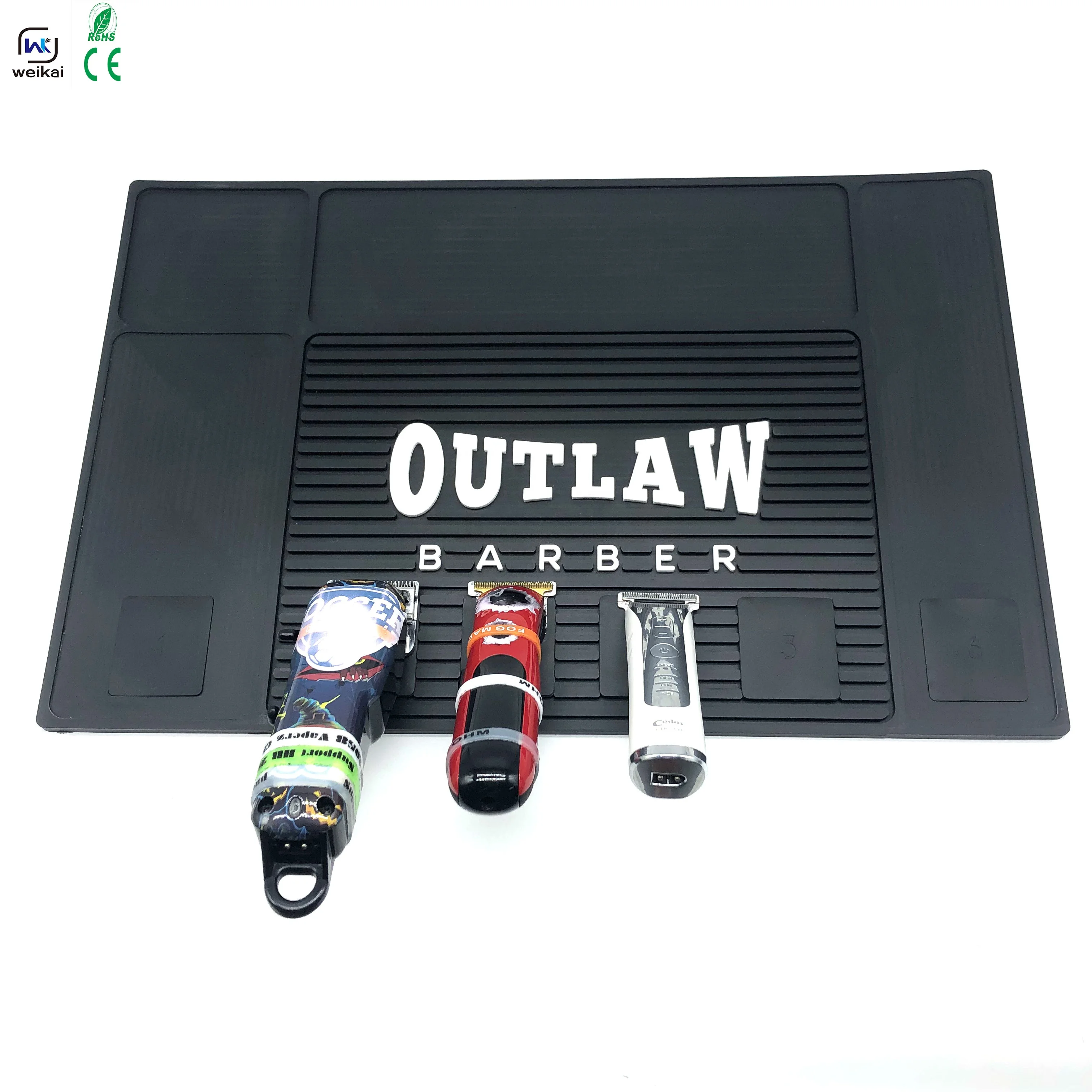 custom brand logo soft pvc rubber PVC barber mat  with magnet eco-friendly  magnetic  barber mat for barber shop