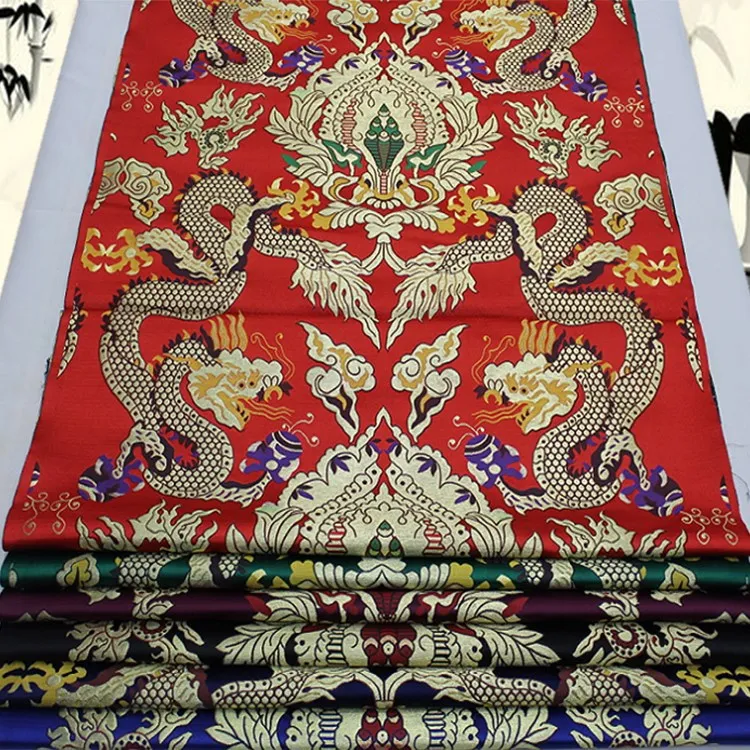 Hot Wholesale Dragon Hand Painting Jacquard Brocade Fabric 75cm Traditional for Cheongsam Clothes