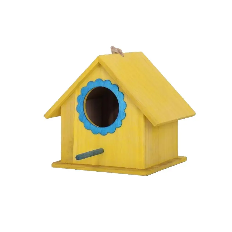 New arrival mini bird box home decoration nest solid wood colourful  hanging  garden bird nest for birds swallow  magpies