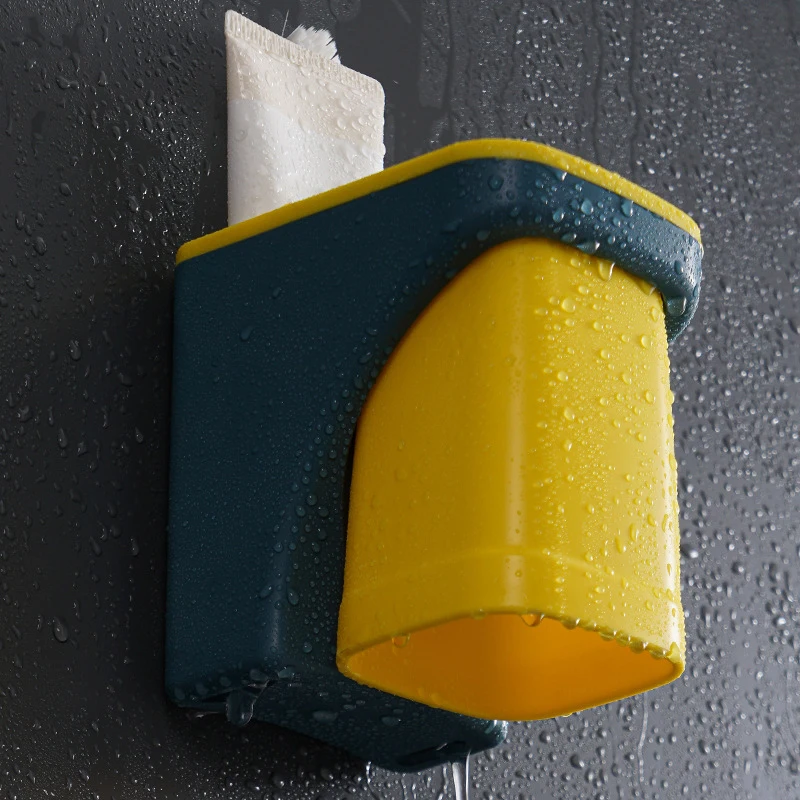 PP Cute Kids Multifunctional Toothbrush Cup Holder Wall Mounted Storage Magnetic Single Toothbrush Holder