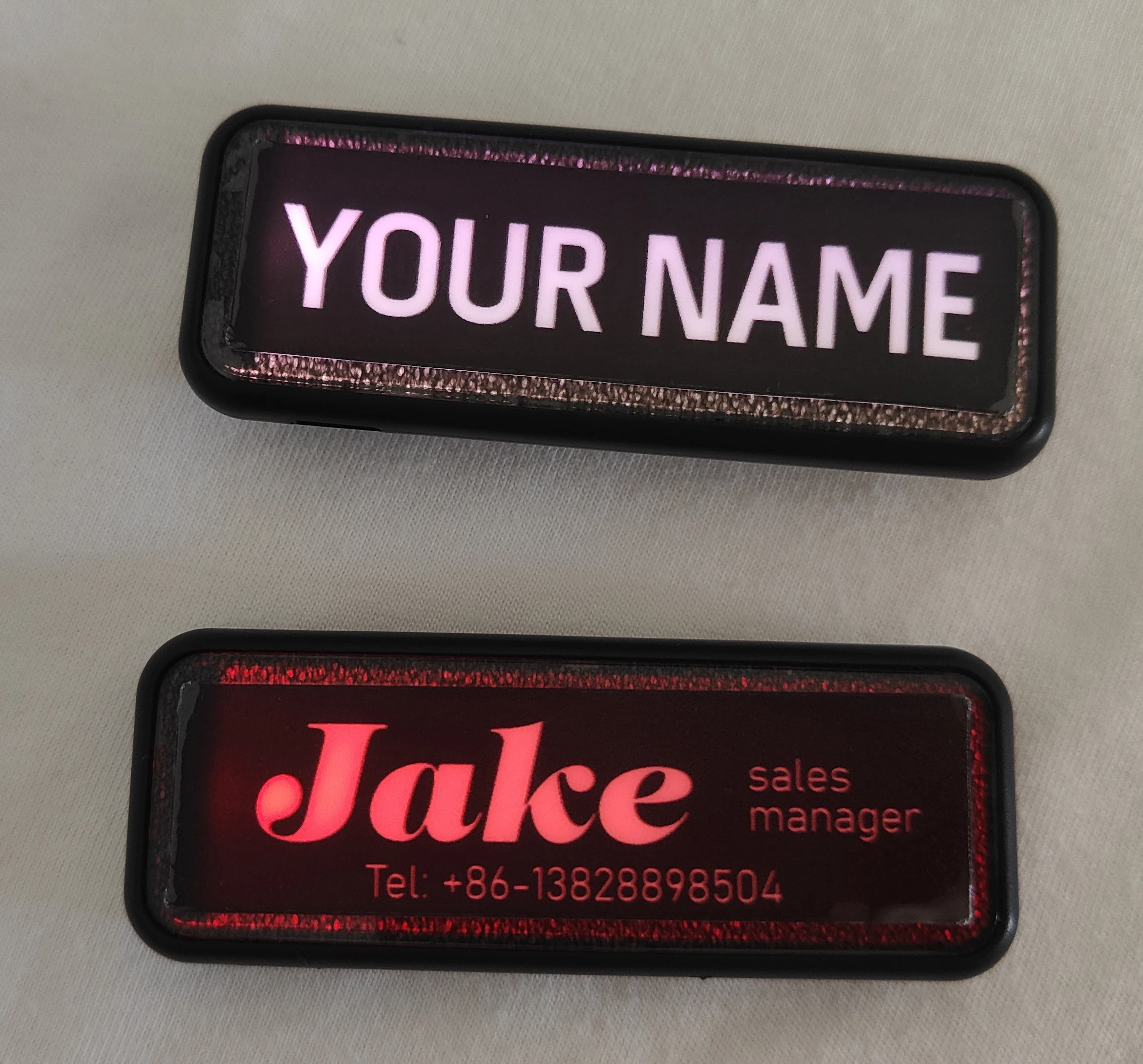 LED badge blank DIY badge RGB colors magnet pin badges rechargeable battery