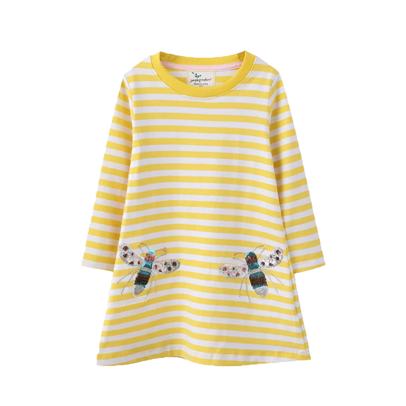 High Quality Printed Twirl Princess Soft Cotton Full Sleeves Pink Children Clothes For Girls Dress