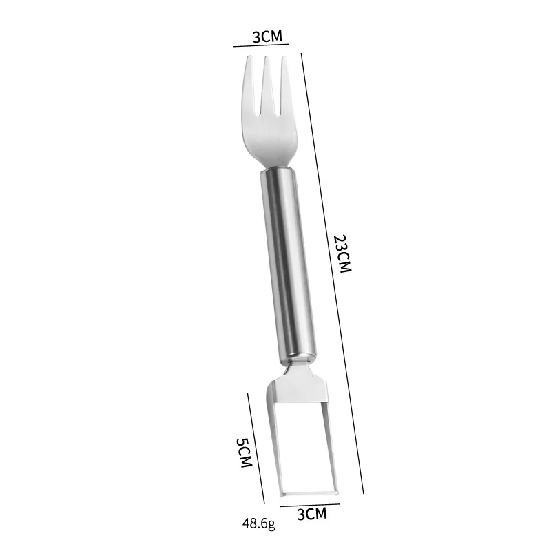 ANJUKE Multifunctional Stainless Steel Tool for Watermelon Slicing and Serving Watermelon Cutter with Fork