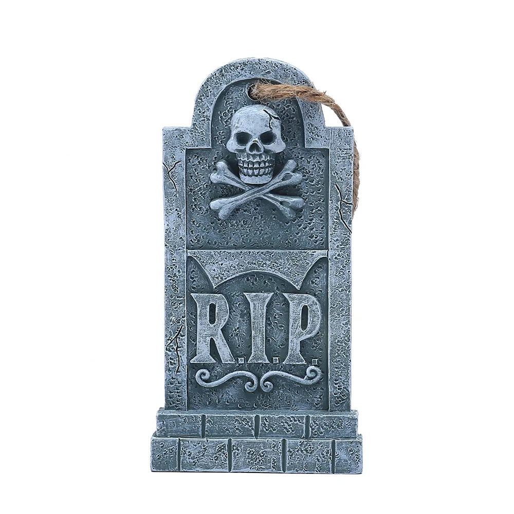 4.5inch RIP Tombstone Statue Resin Tombstone Sculpture Decoration Skull Tombstone Figurine Halloween Gift