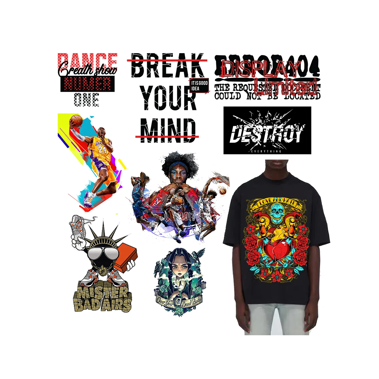 15*20cm Factory customization Full Color Dtf Ready To Heat Press Printing Transfer Garment Sticker Heat Press Transfer Sheets