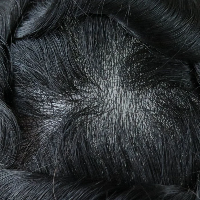 Natural Hairline Super Thin Skin V-loop Indian Human Hair Men Toupee Replacement for Men