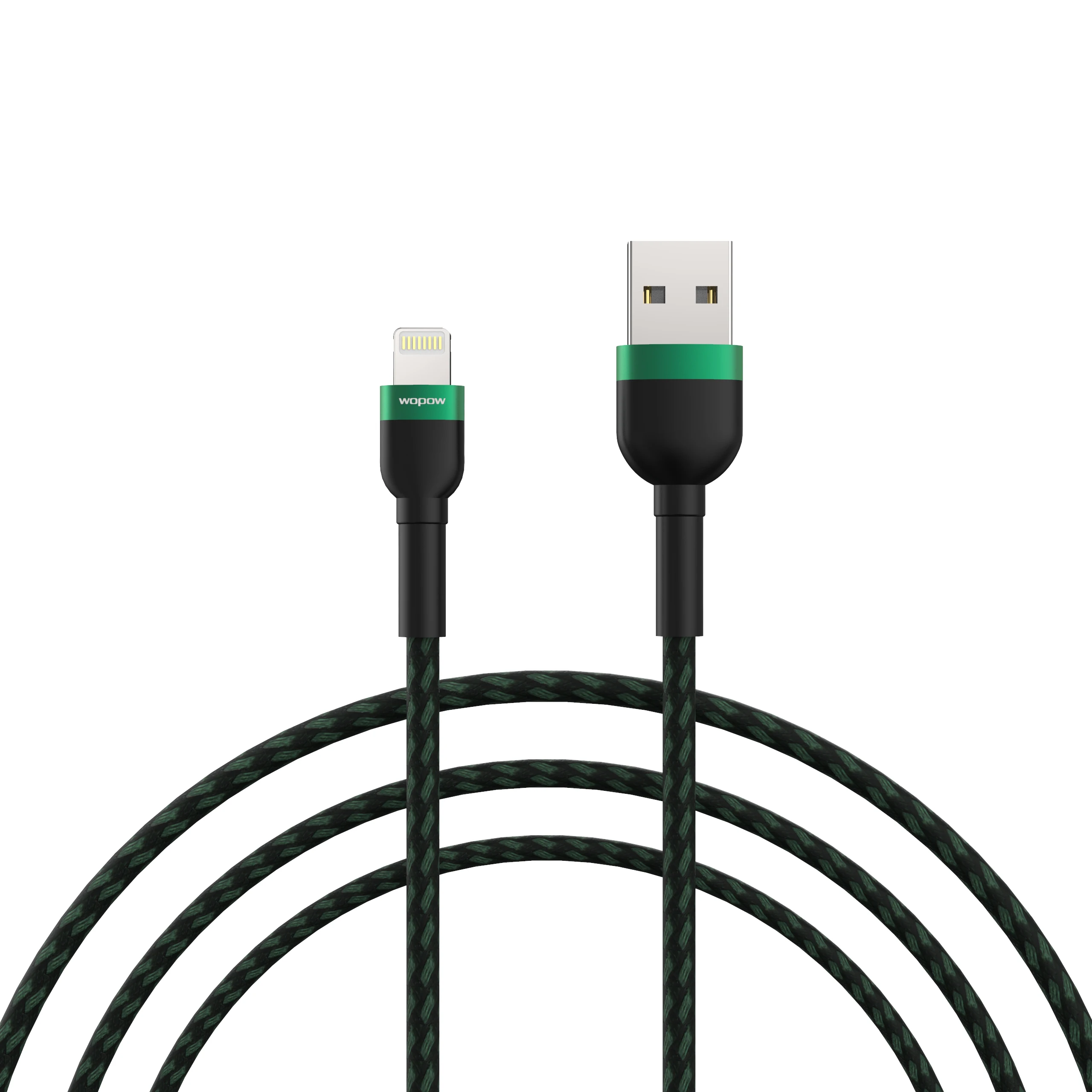 Wopow 2.4A Aluminum Alloy  Fast Charge Lightning Cable for Iphone 11 X Xs X Max Data Cables