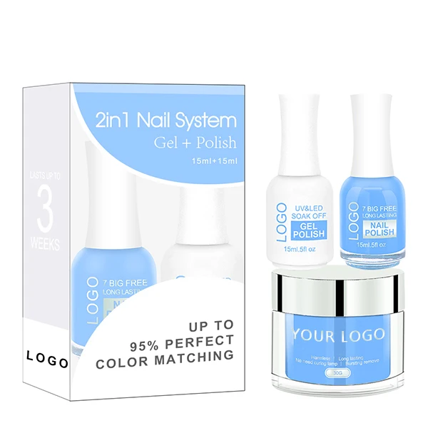 Acrylic Dip Powder Glitter Color Matching Gel Nail Polish System OEM Quality Free Sample