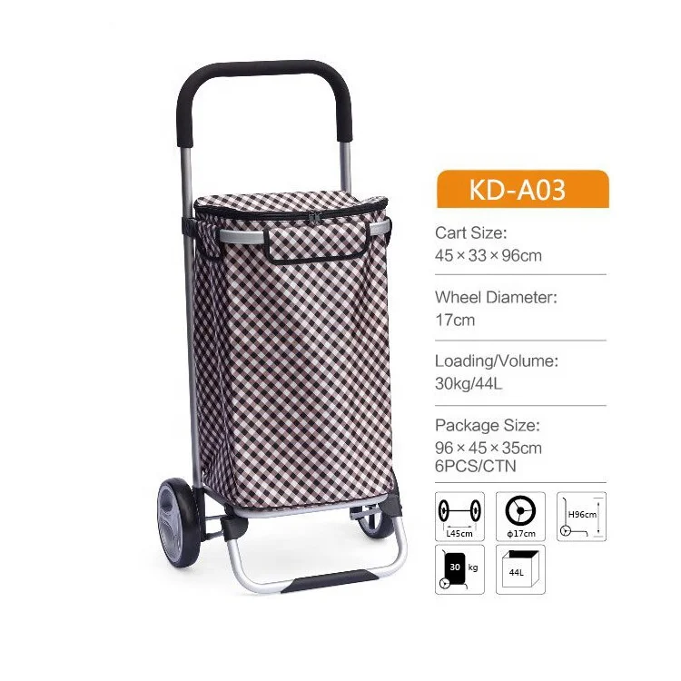 Supermarket Foldable Trolley Shopping Bag Vegetable Folding Shopping Trolley Cart