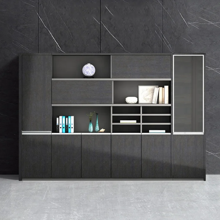 Customized szie melamine open file storage shelf with swing open doors 2/3/4/5/6/7/8 doors office storage cabinet