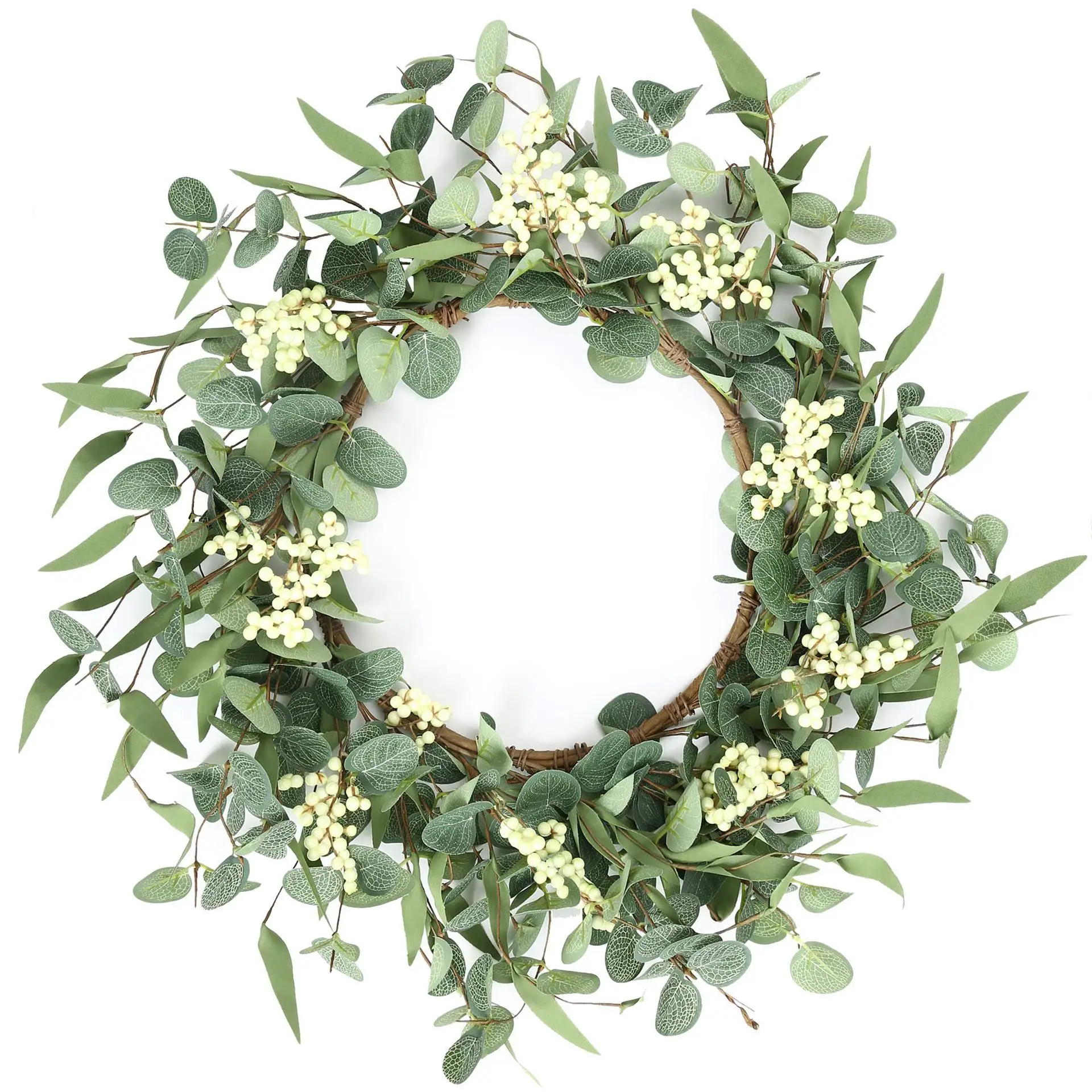 Spring Summer Eucalyptus Greenery Decorative Flowers Wreaths And Plants for Front Door Wall Window Home Wedding Farmhouse Decor