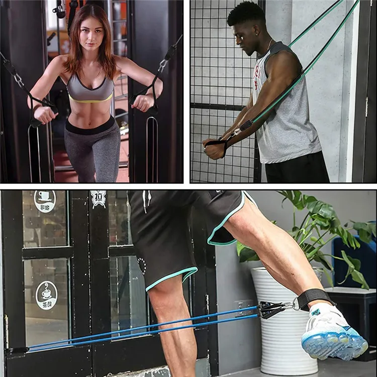 Custom Fitness Long Latex Training Yoga Tubes Pullup Elastic Pull Rope 11pcs 11 Pcs Resistance Band Bar Set With Handle For Yoga