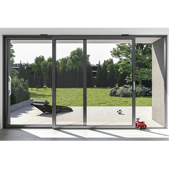 china 2024 glass panel black aluminium slim steel door sliding doors prices lists