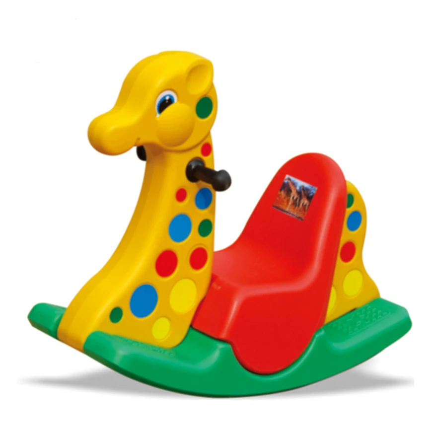 Tri-color chicken plastic toy rocking horse for kids