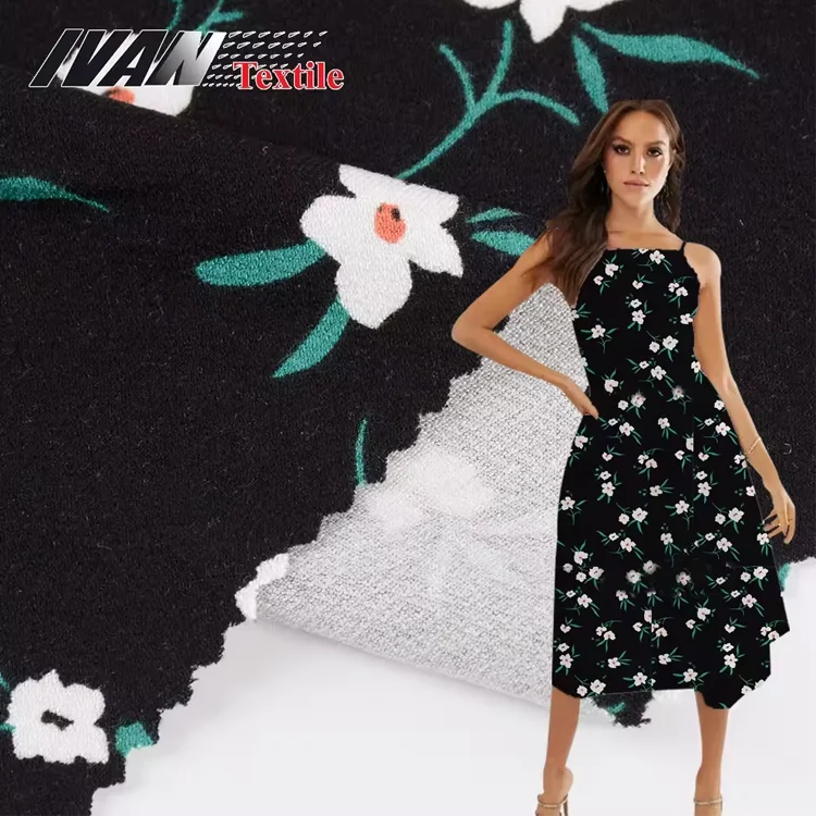 Superior Performance Knitted Jersey Floral Printed Spandex Rayon Fabric