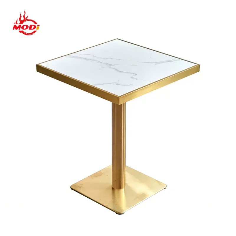 Modi High Quality Golden Stainless Steel Frame Marble Hotel Guestroom Coffee Furniture Restaurant Side Table