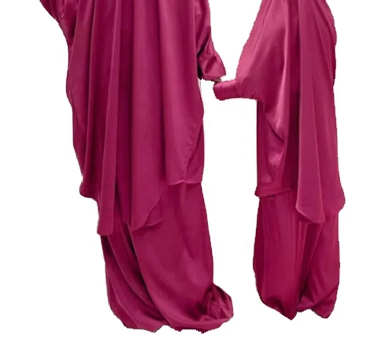 Two Piece Set Abaya Children Muslim Dress Kaftan Casual Abaya Dubai Long Sleeve Polyester Women Adults Turkey Dubai Solid Color