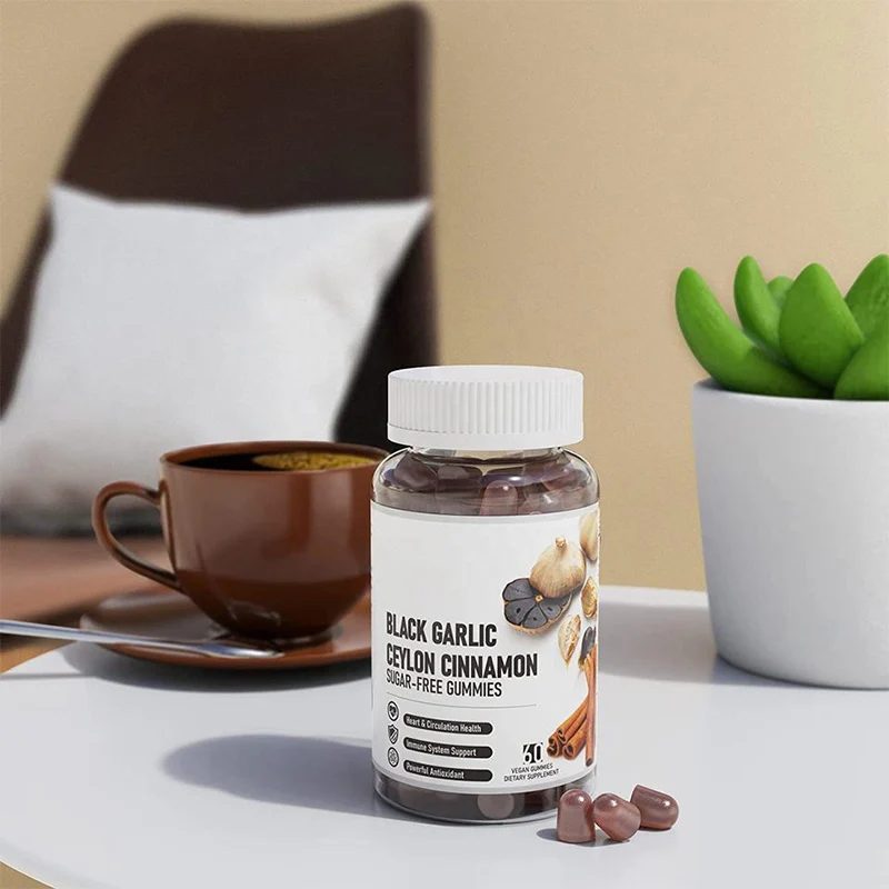 Aged Black Garlic Supplements 1000mg Plus Organic Ceylon Cinnamon and Chromium Gummy Candy