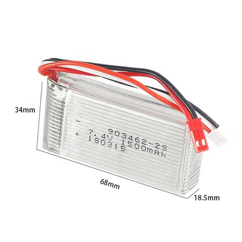Rechargeable 1500mAh 2S1P 7.4V 25C Lithium Ion Polymer Batteries 903462 Lipo Battery Pack For X5C X5SW RC Toy Drones