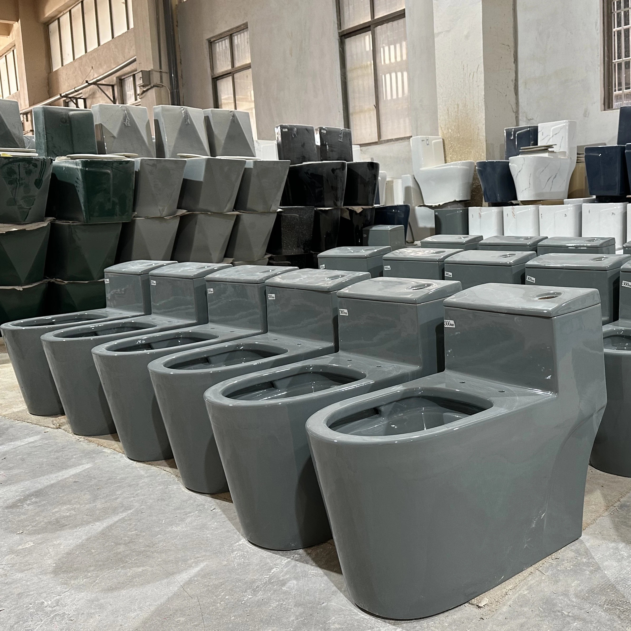 Grey Elongated Commode Bathroom Ceramic Wc One Piece Ceramic Water Closet Inodoro Bathroom Toilet Bowl