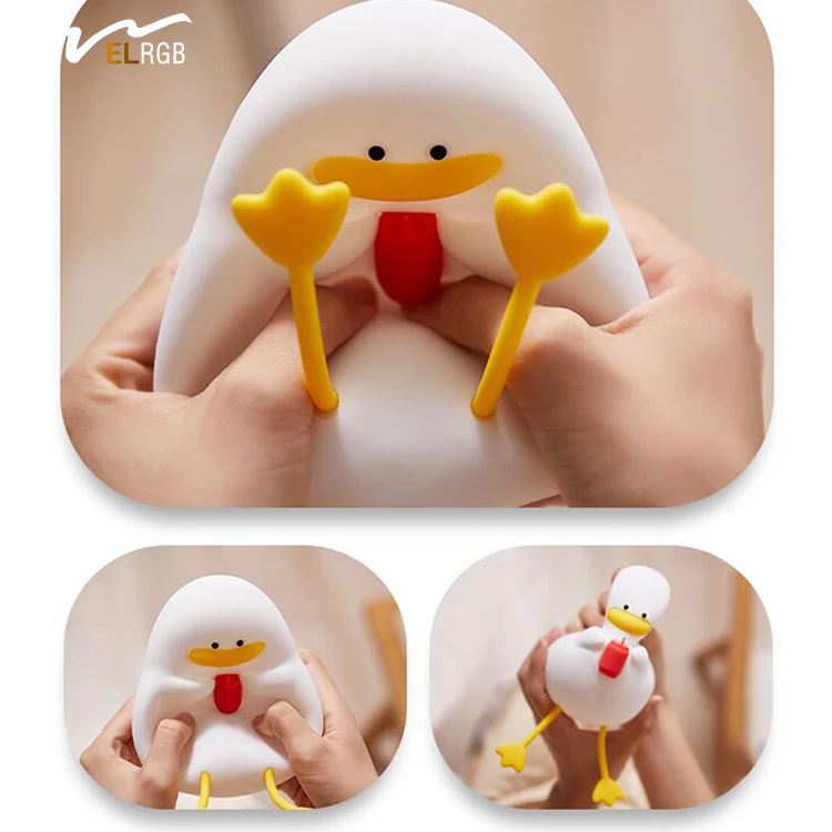 Happy duck intelligent voice voice control night light baby feeding eye protection silicone atmosphere bedside lamp