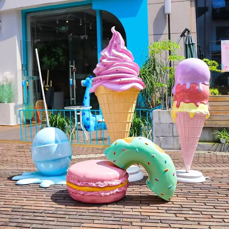 Festival decor color beautiful design fiberglass  ice cream cone statue