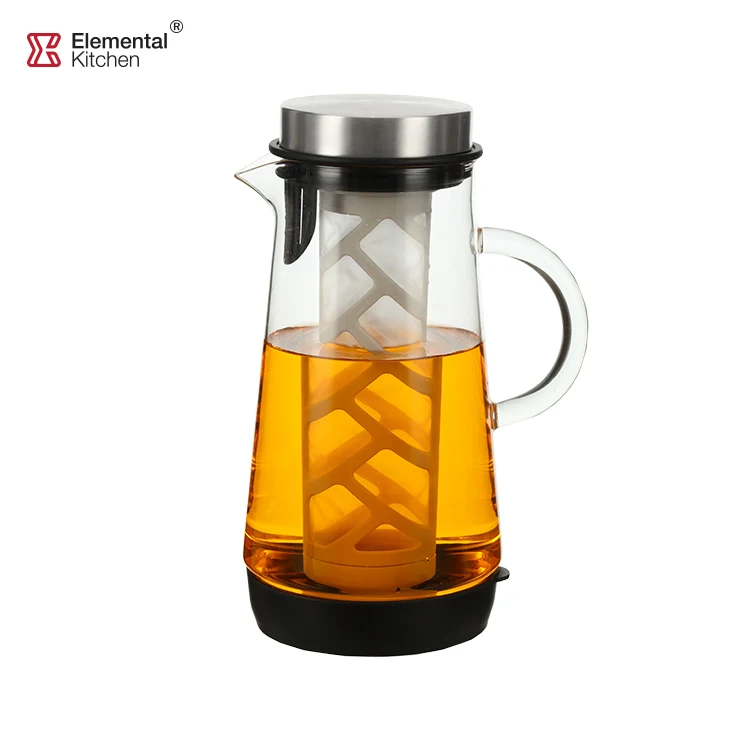 1500ml transparent glass cold water pitcher set ingusion jug with infuser filter