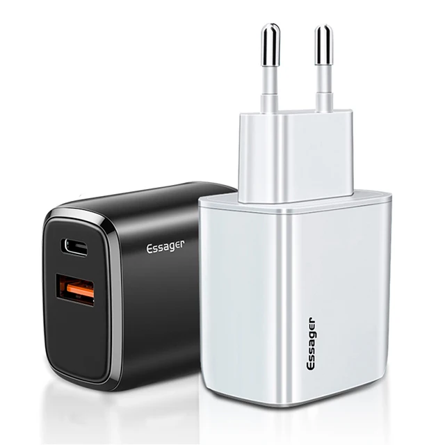Newest Essager PD QC 20W Mobile Chargers USB Type C Charger Cable USB 100-240V PD Wall Charger