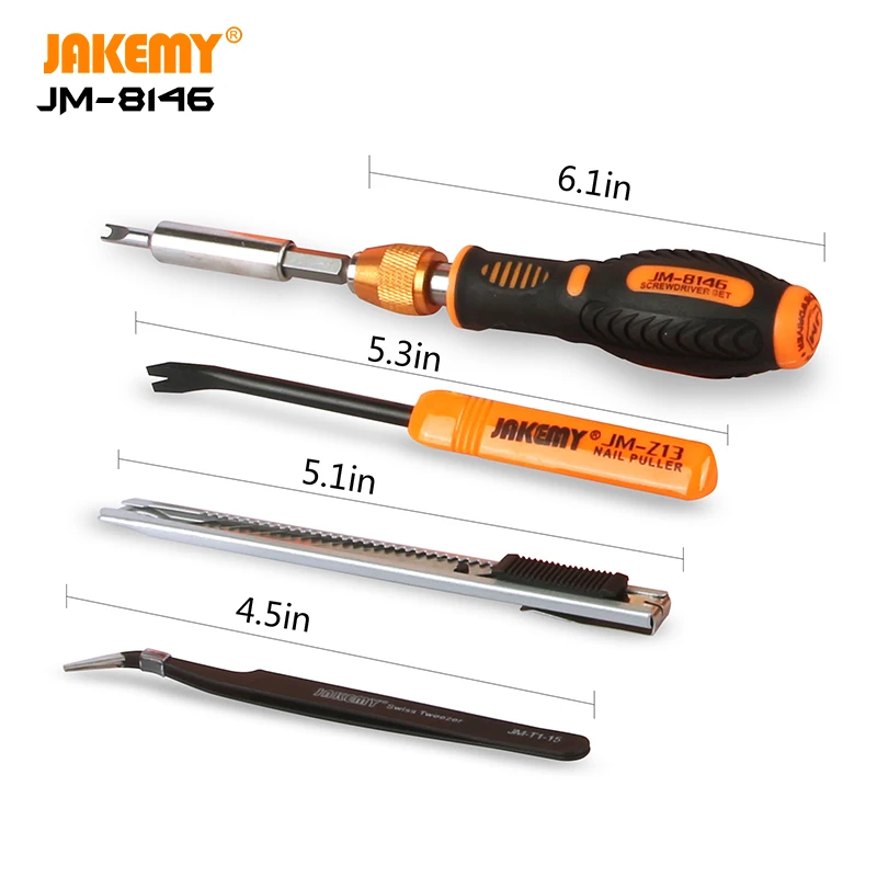 JAKEMY JM-8146 47 pcs in 1 Household magnetic diy repair tool kit for home maintenance tools for mobile screwdriver bit set