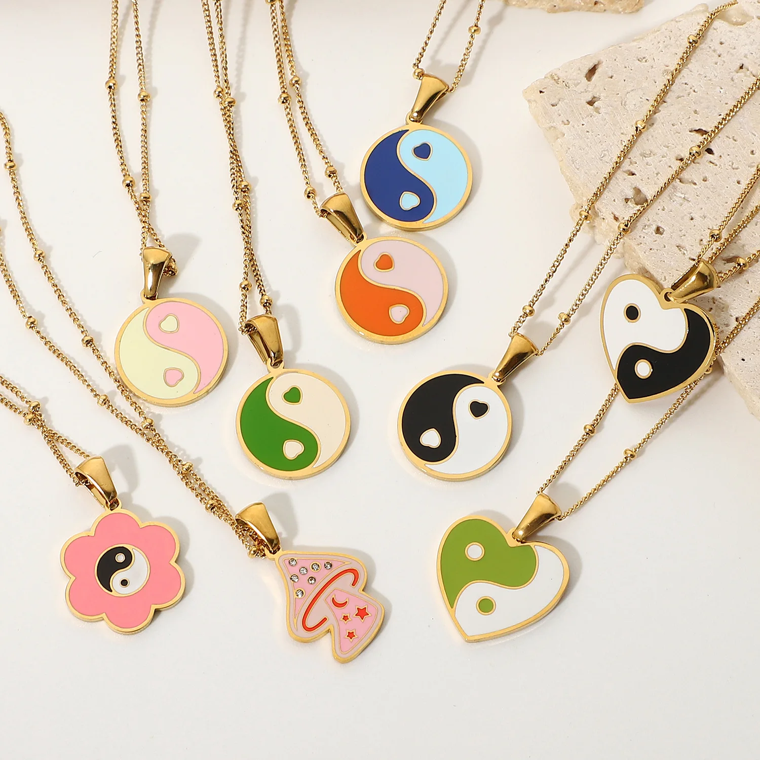 Hot-sale Metal Pendants Necklace Stainless Steel Necklace Chain Yin Yang Necklace As Couple Gifts