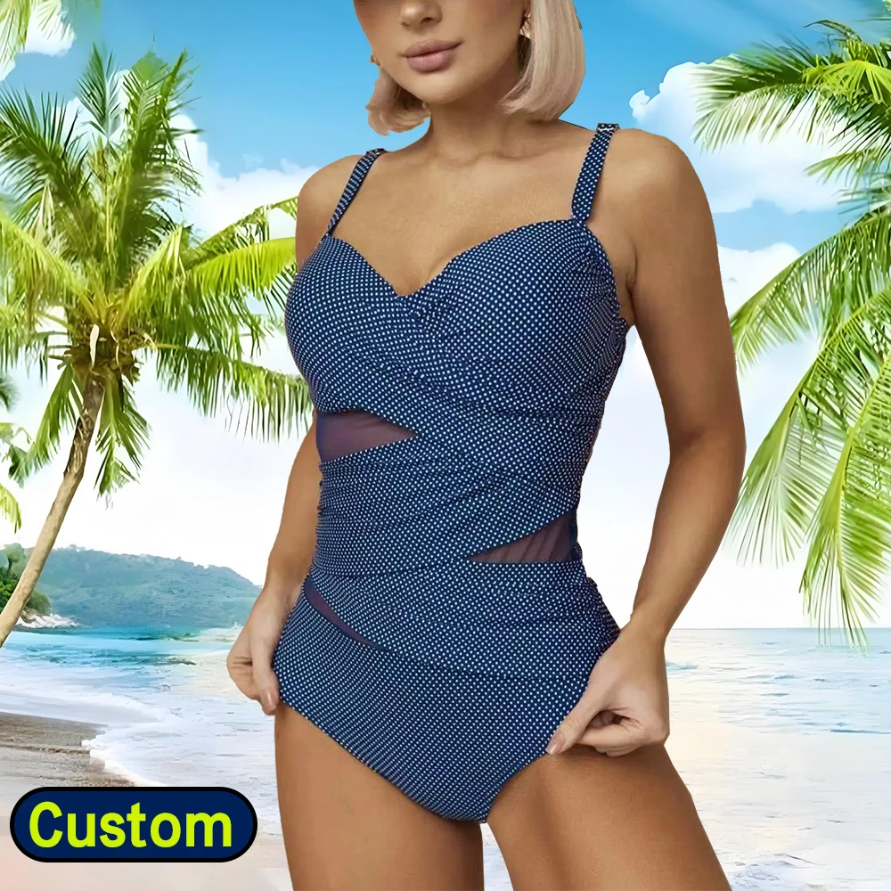 Free Design Black Swimwear Backless Recyclable Women Urban Styled Bathing Suits Custom Hollow Out Sexy One Piece Swimsuit