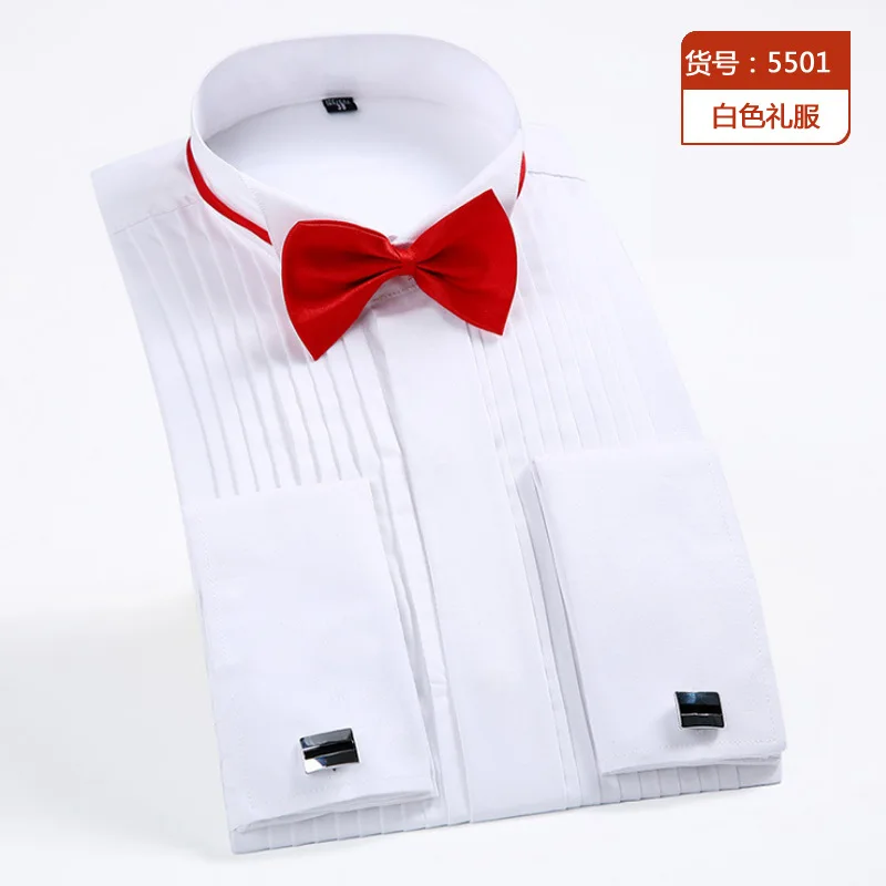 Men Long Sleeve Dress Wedding French Gentleman Cufflinks Swallowtail Design tuxedo Shirts