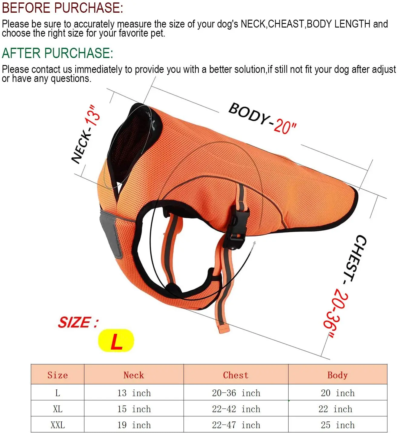 Swamp Cooler Coat Dog Cooling Vest Pet Safety Reflective Vest