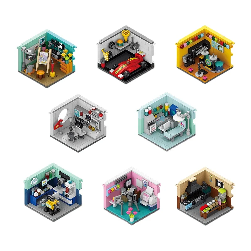 Lele Brother Role-playing Scene City Dream House Model Building Blocks Kids Educational Toys Mini Brick Gifts