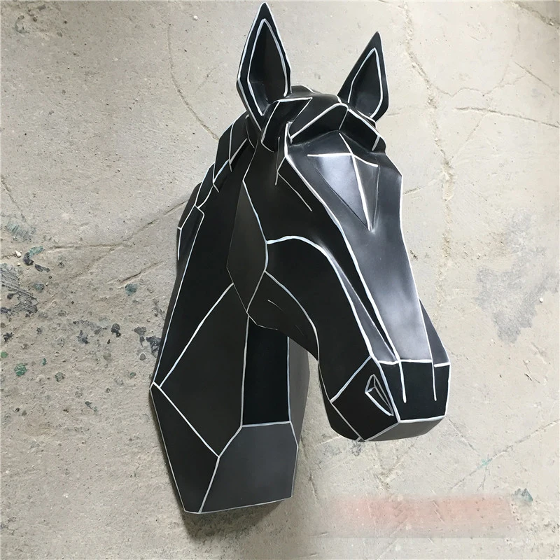 Background wall decoration elephant rhinoceros unicorn red deer head wall hanging mural Animal head