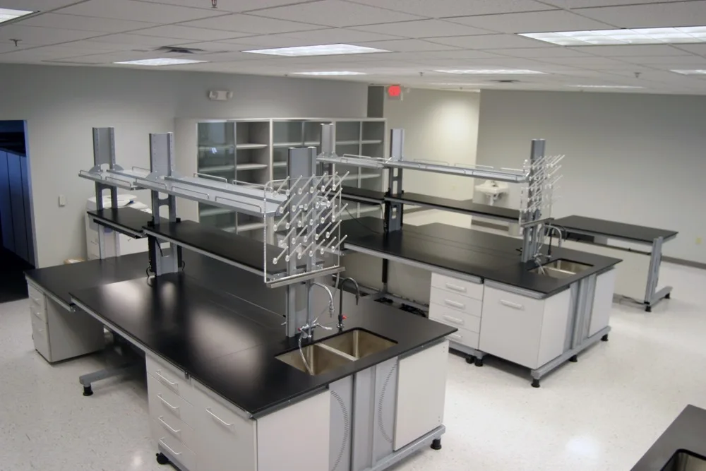 LAB021 Laboratory Workbenches with Steel Frame and Chemical Resistance Counter Top High Quality Lab Furniture