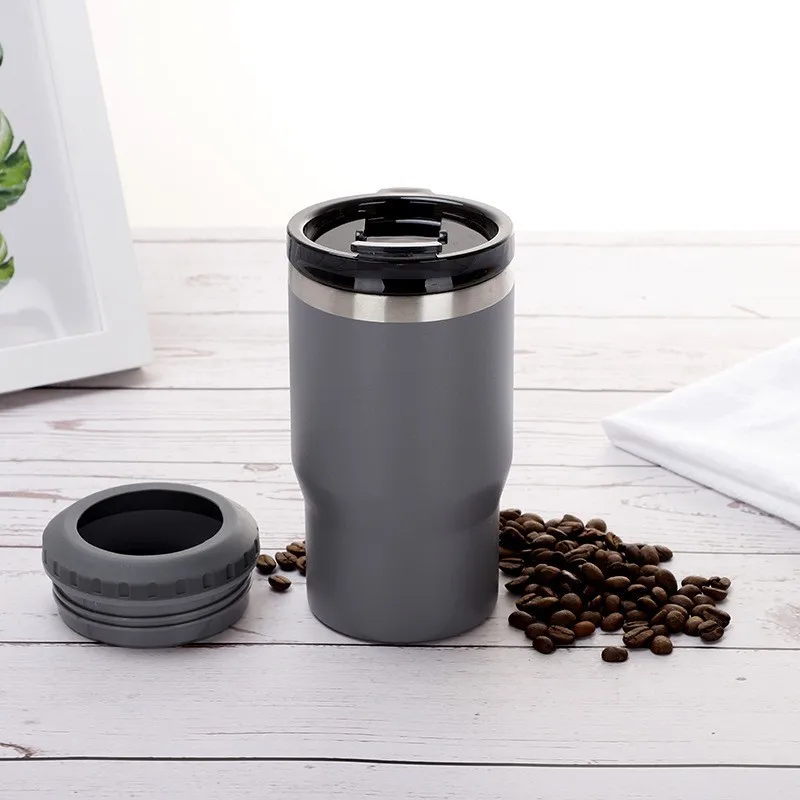 14oz stainless steel beer mug can cooler for summer cola wine keep cool with opener steel vacuum insulated 2 lids can cooler