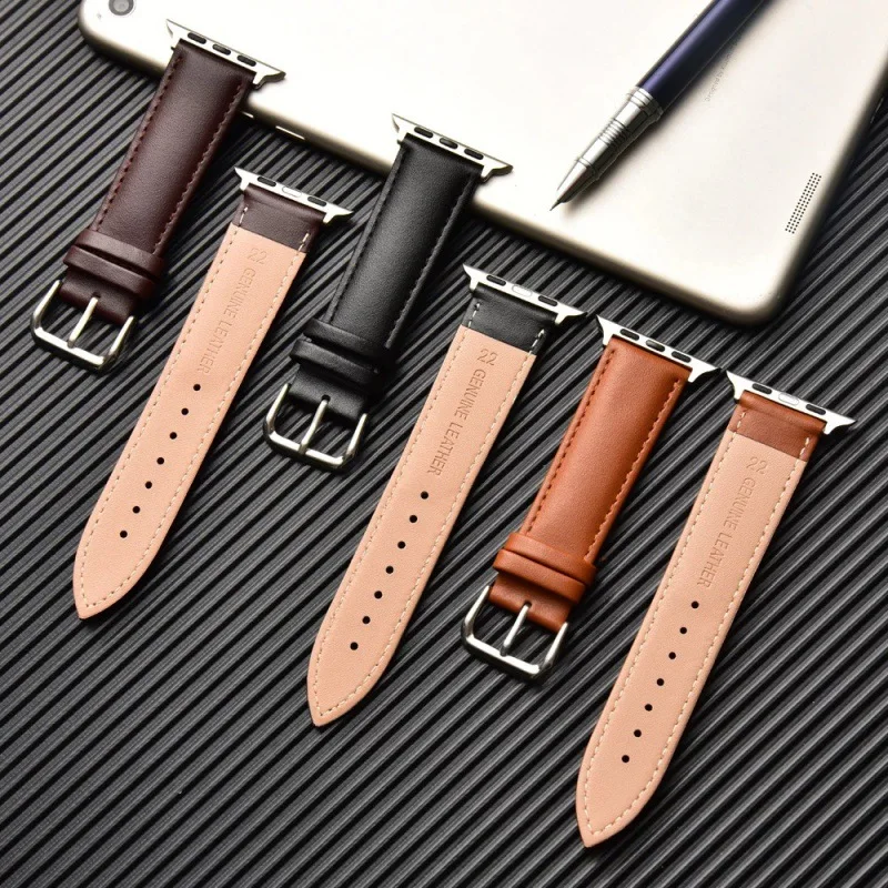 Genuine Calf Leather Watch Band Factory Direct Sales High Quality Strap Replacement Italy For Smart Watch 38 40 41 42 44 45mm
