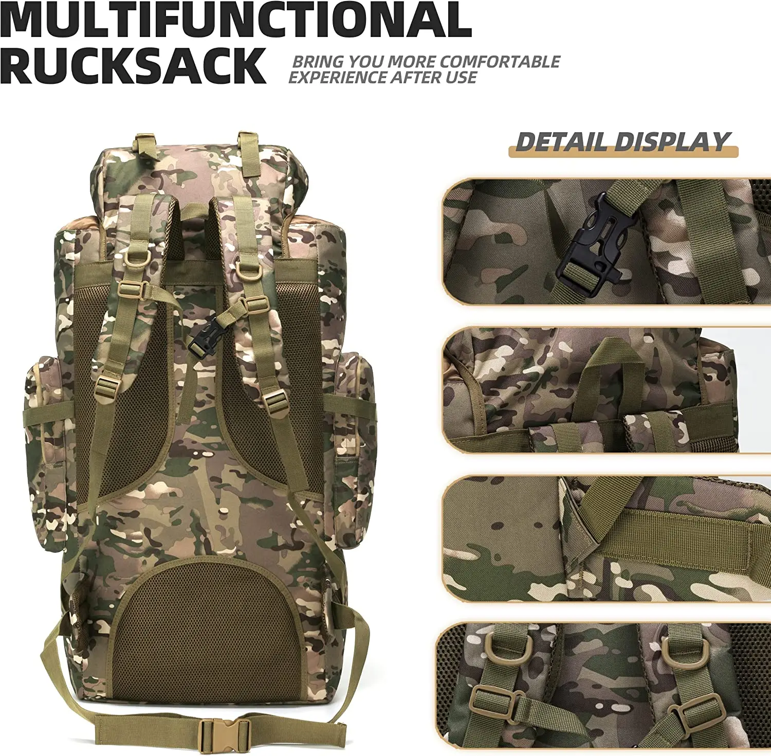 Best Outdoor Sports Bag Molle Rucksack Tactical Camping Backpacking Daypack 100 Liter Camping Hiking Backpack Duffel Bag for Men