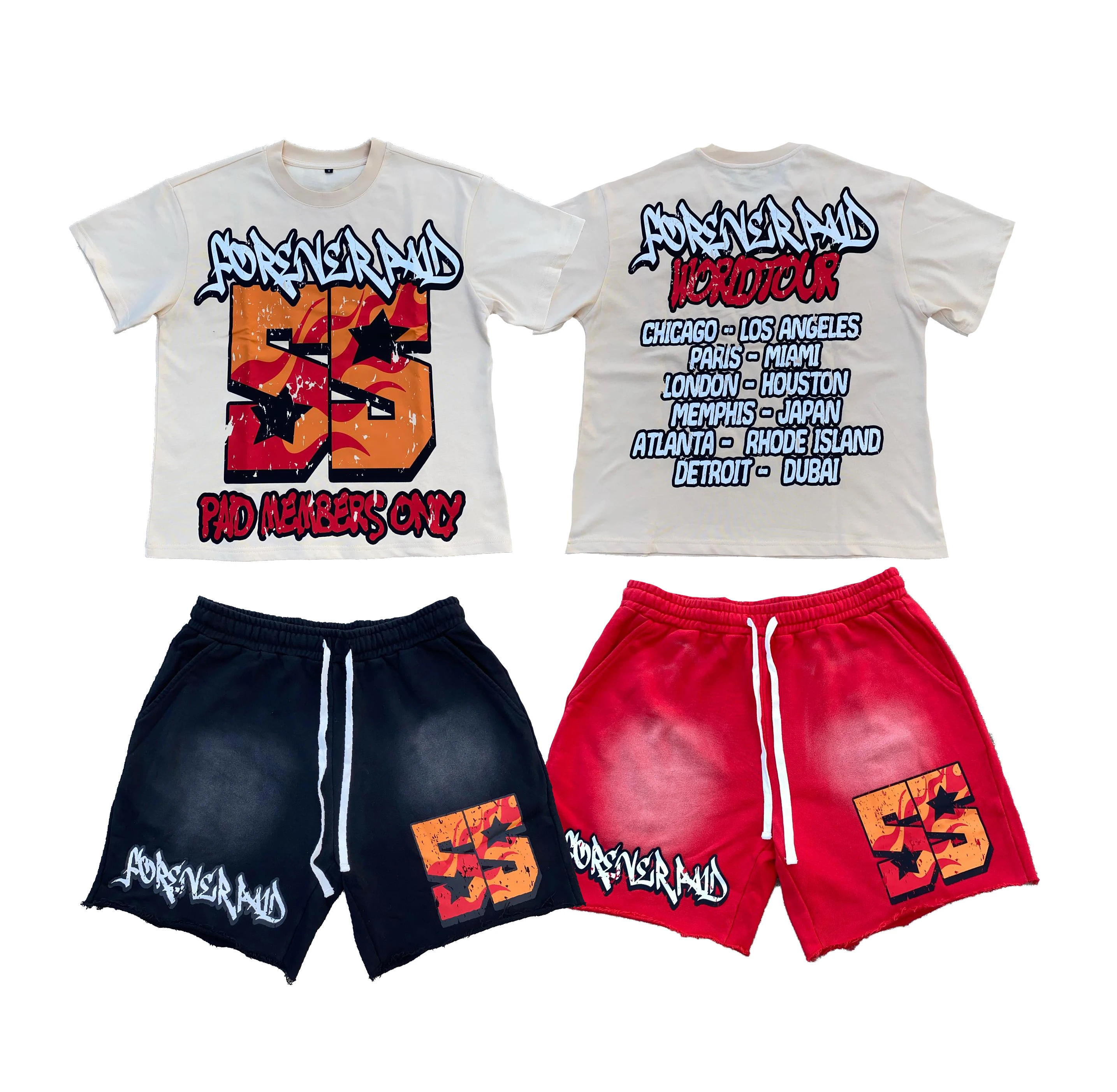 Custom All Over Print Streetwear Graphic Boxy Fit Cropped T Shirt Men And Two Piece Set Mens Short Set