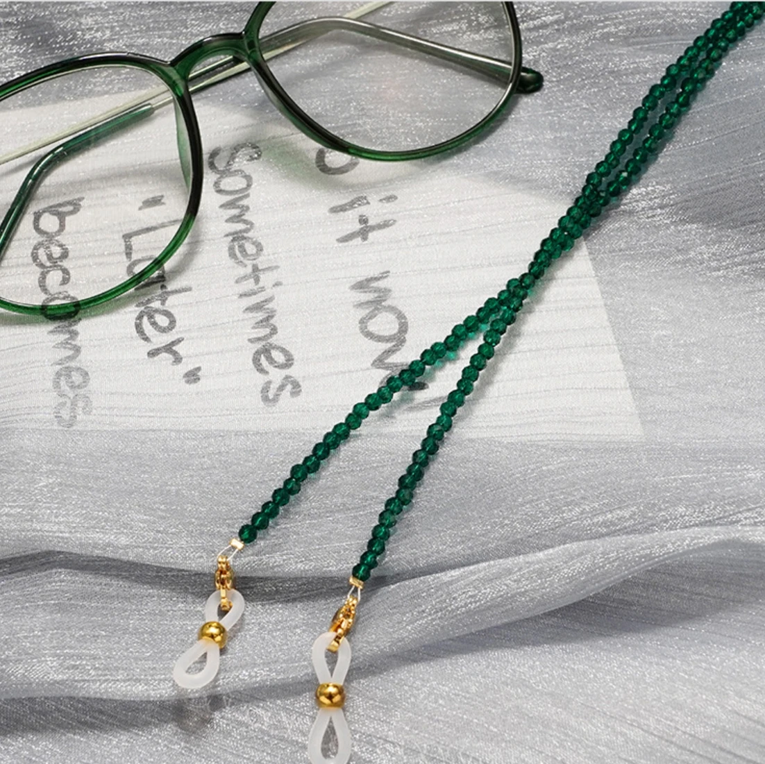 Colorful Crystal Bead Glasses Chain Sunglasses Holder Face Mask Retainer