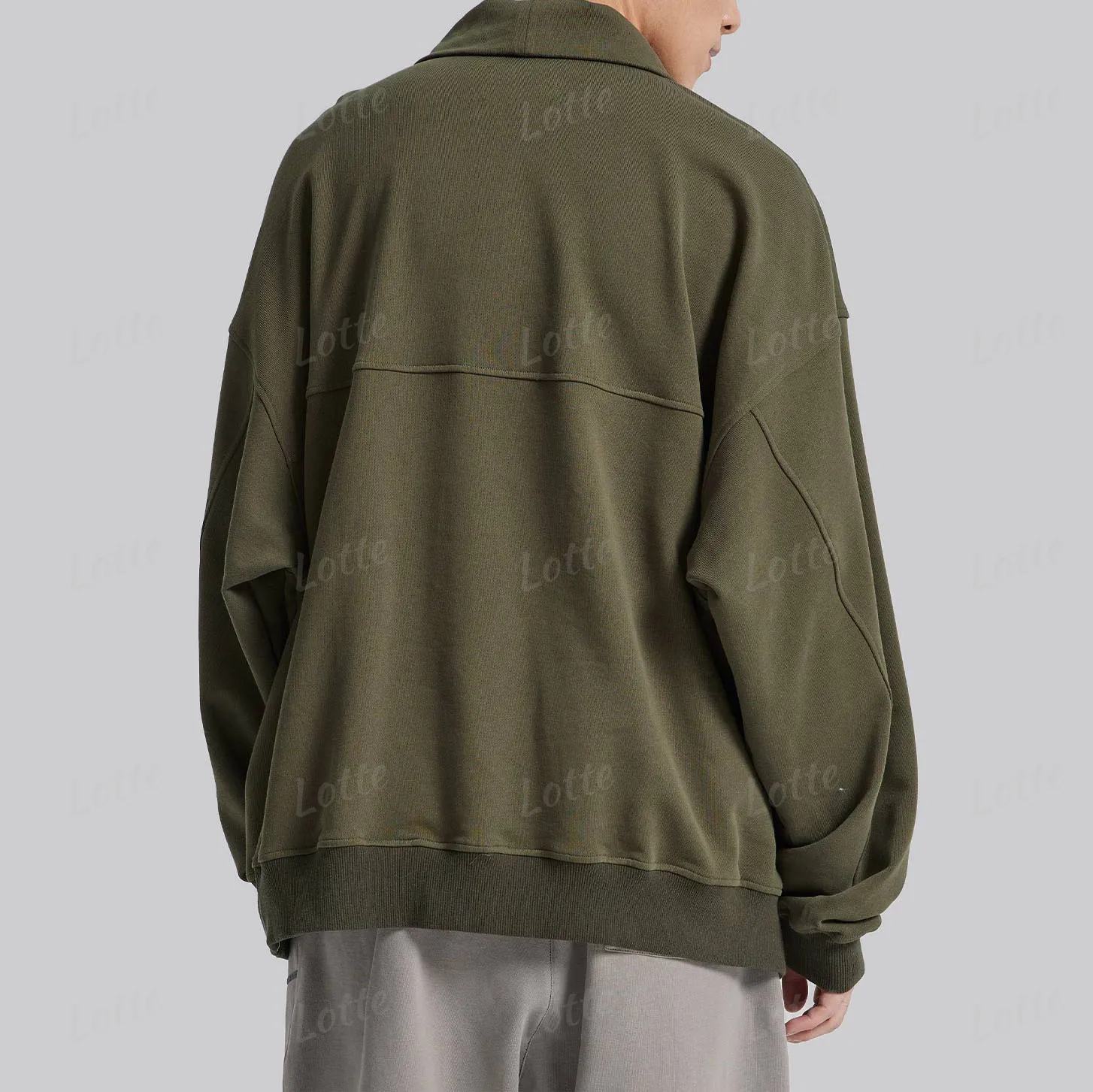 Custom Logo Warm Cotton Fleece Half-zip Sweatshirt Big and Tall Oversize Plus Size Mock Neck Quarter Zip Pullover Men