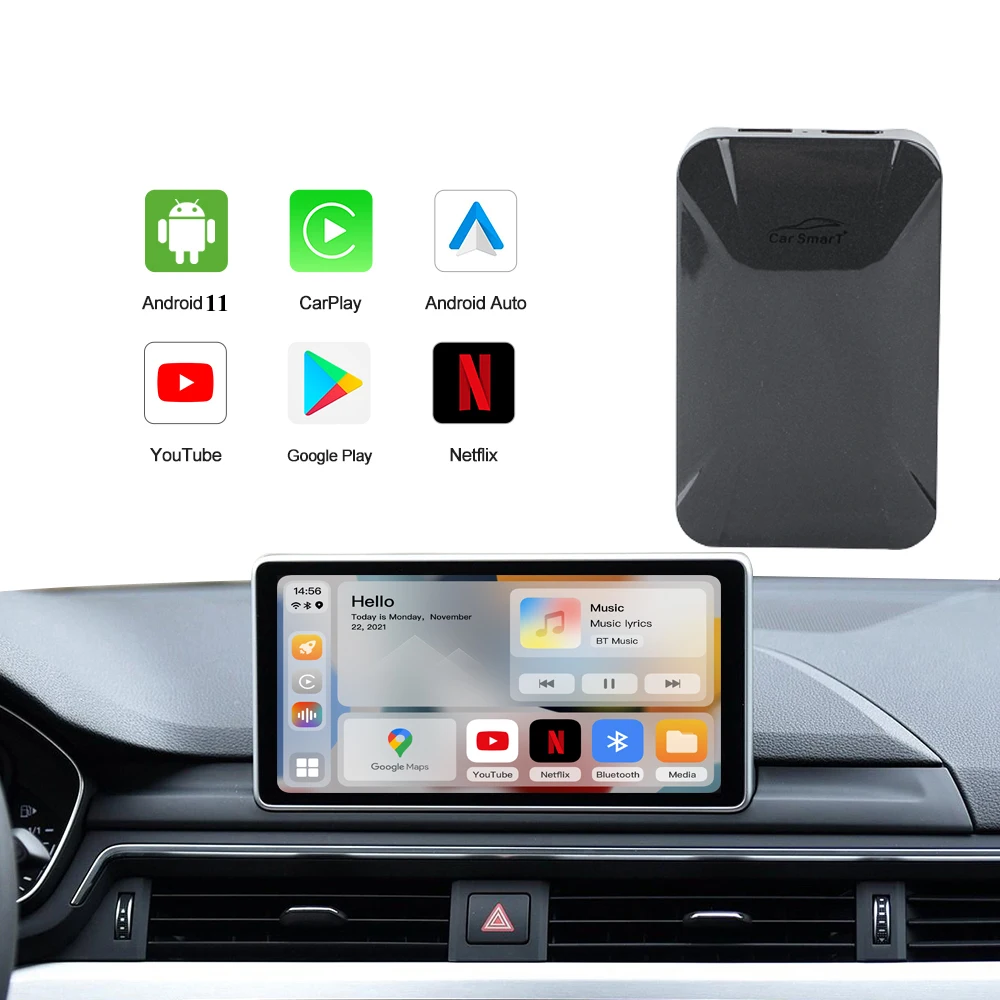 CP-308 android 11 carplay ai коробка для Volkswagen Cadillac с вывода изображения высокого разрешения через беспроводной и