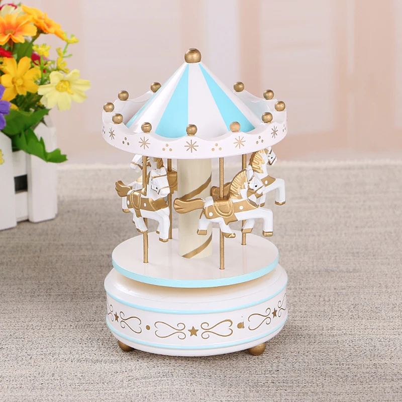 Merry-Go-Round Music Box Wind Up Plastic Horse Roundabout Carousel Musical Box Kid Birthday Christmas Gift Christmas Home Decor