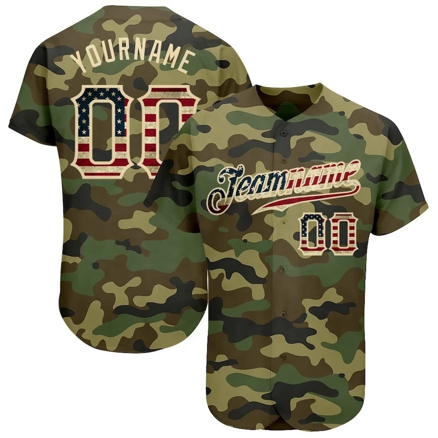 Baseball Jersey Custom Camo Stripe Baseball Jersey with Embroidery