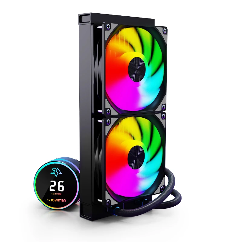 SNOWMAN 240mm RGB PC Material CPU Cooler Ultra Quiet Water Cooling System with LCD Display Fan Heatsink for Processor & Computer