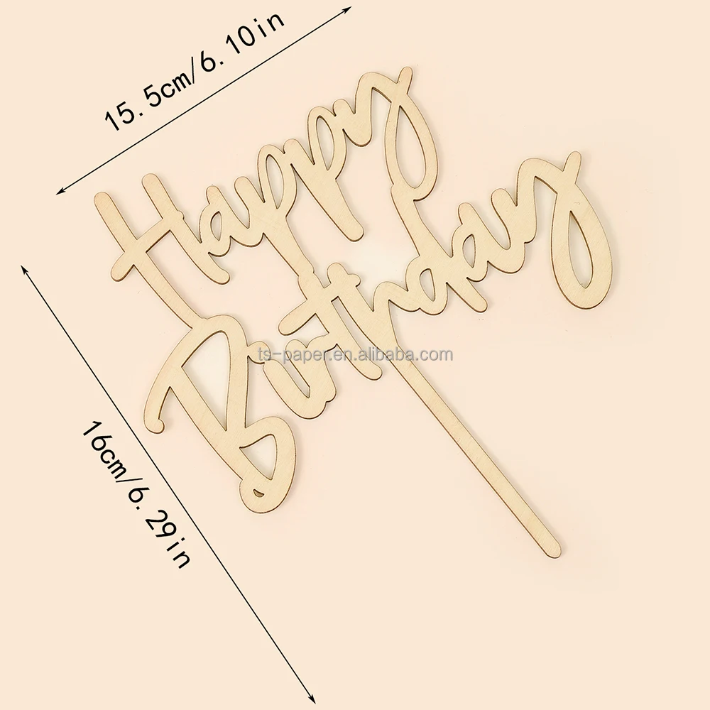 2024 Newest Design Happy Birthday Cake Toppers Cupcake Toppers Wood Cake Decoration For Birthday Party