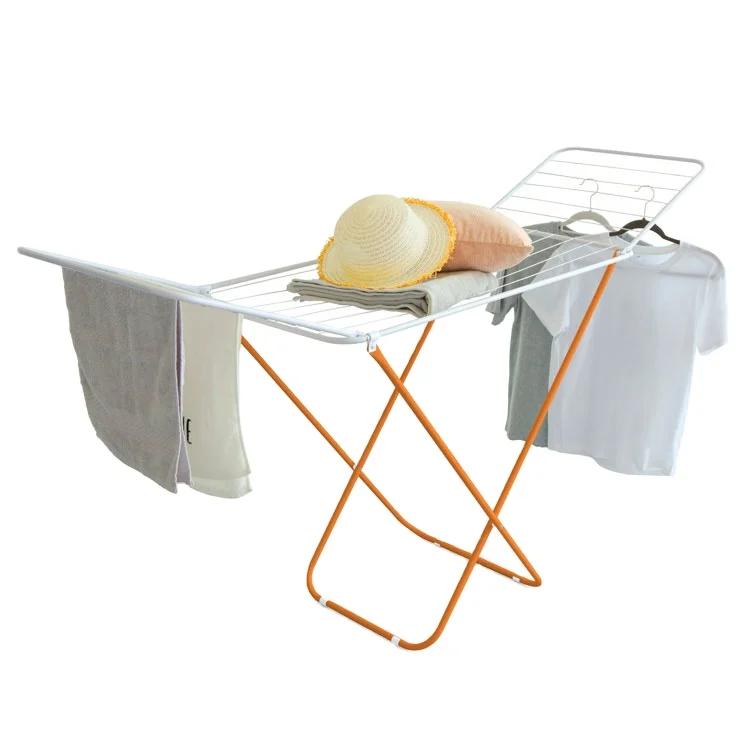 Factory Promotion 14m-20m Powder Painting Metal Cloth Dryer Folding Laundry Drying Rack Portable Winged Type Clothes Rack